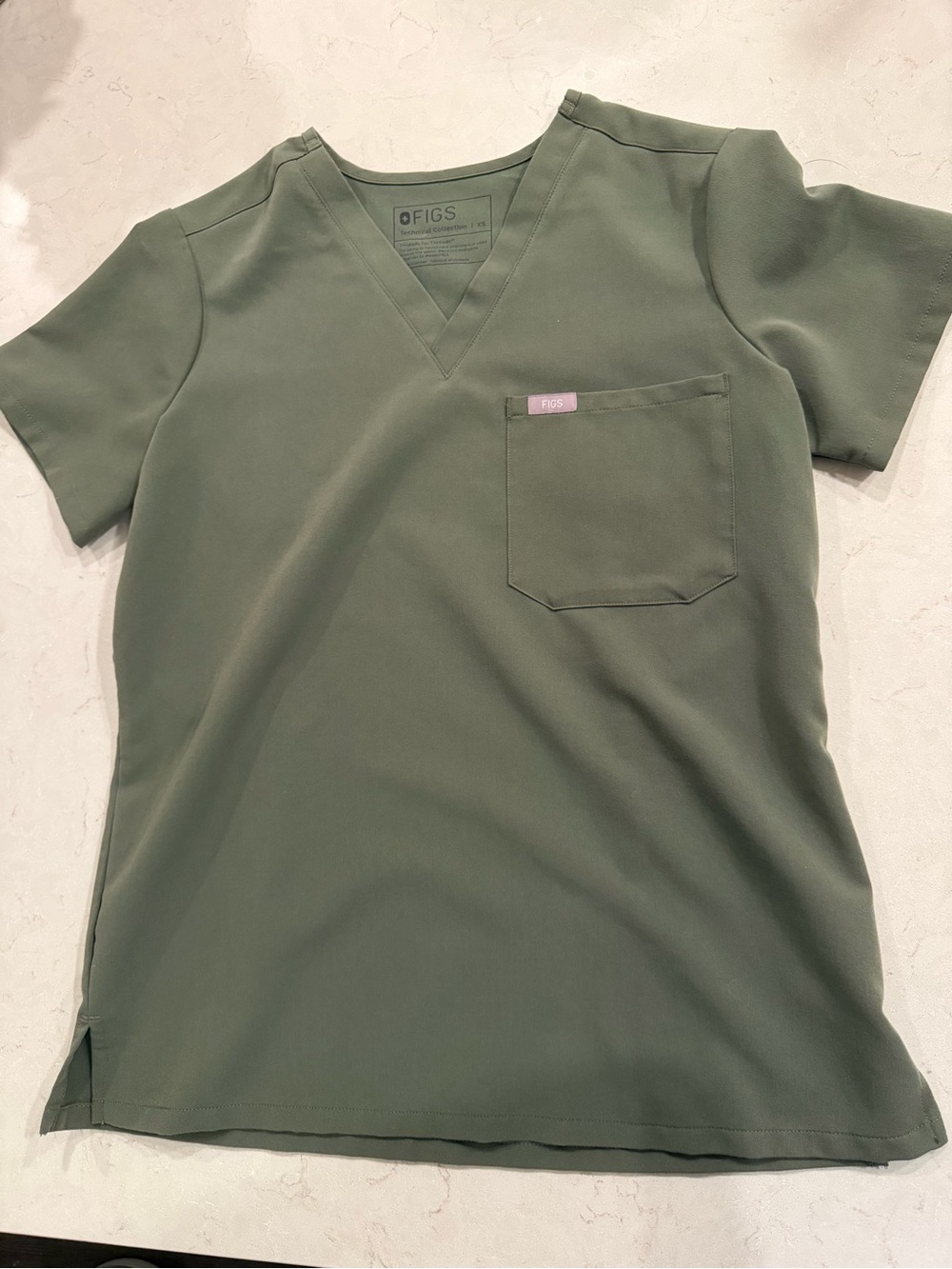 Figs Olive V-Neck Technical Scrub Top